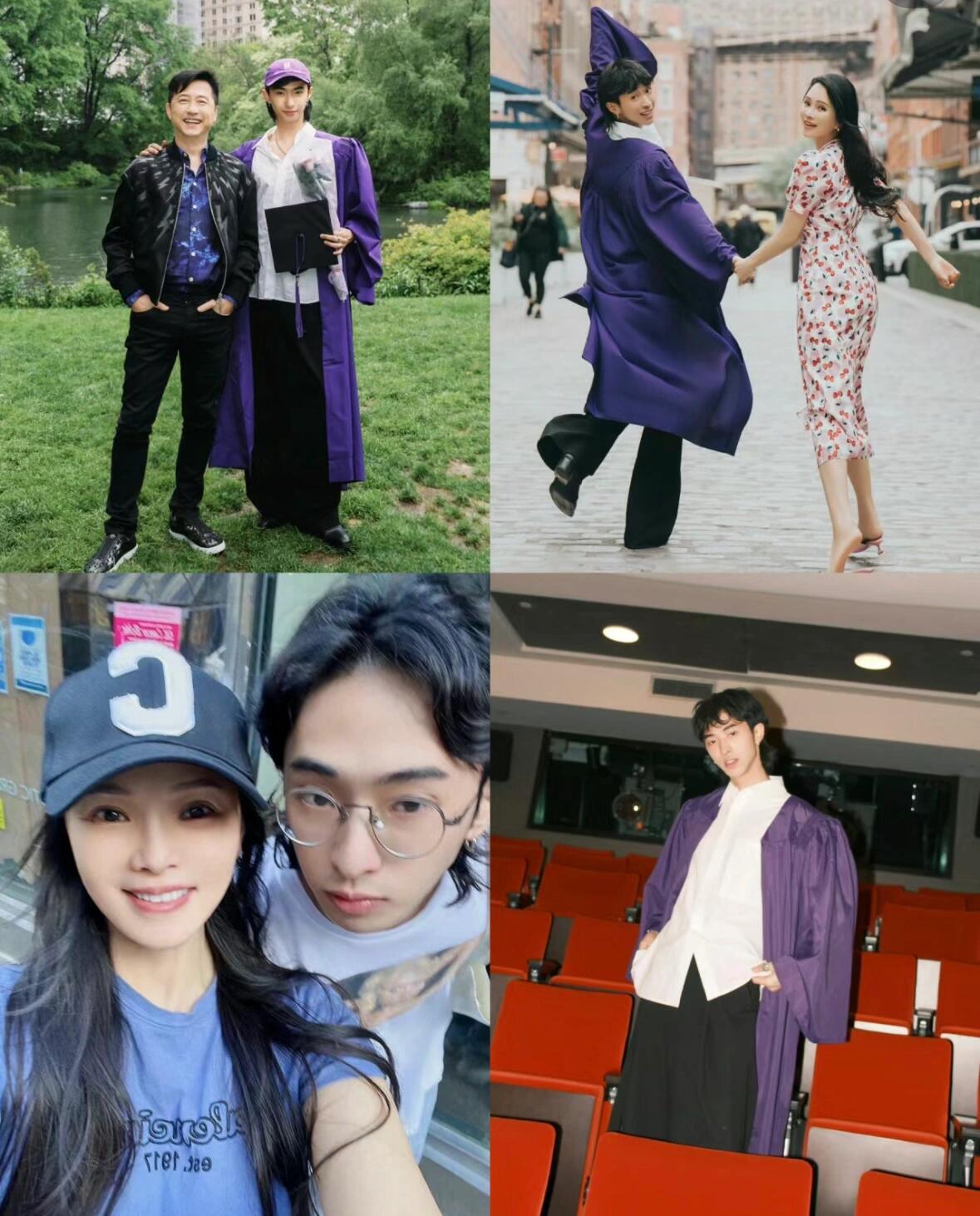 伊能静和庾澄庆同框出现在儿子毕业典礼