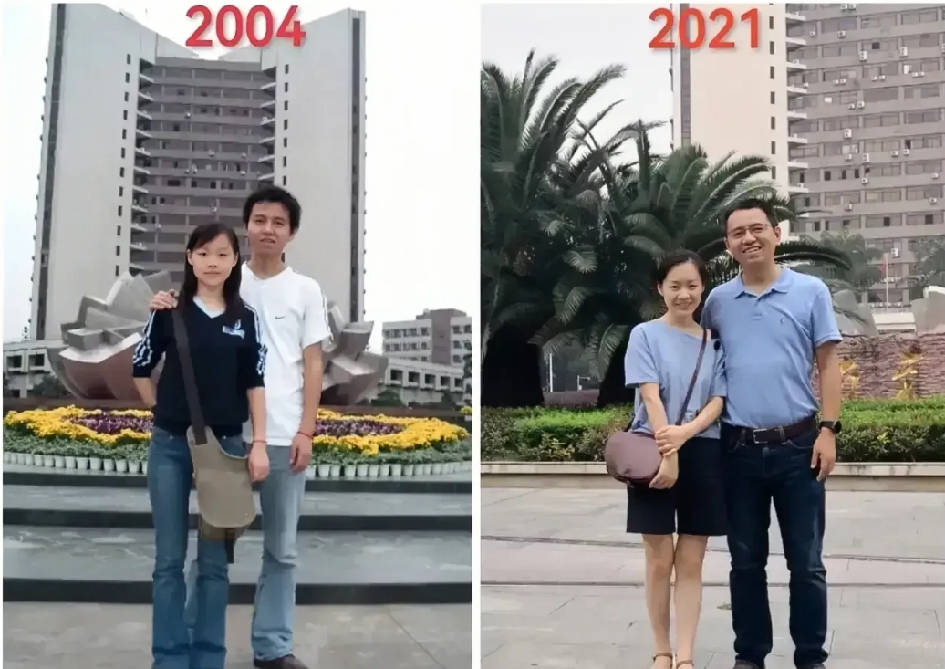 夫妻俩17年后变化真大。