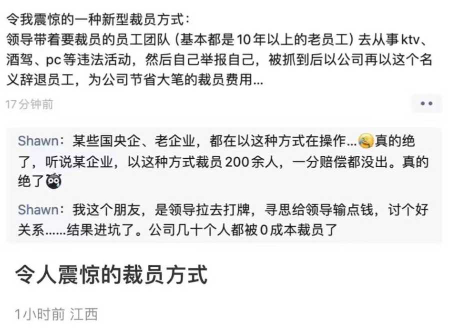 自己带领团队搞擦边球，然后自己举报自己团灭式裁员，这种式真的如同天雷滚滚。
但是