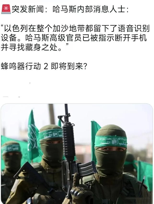 哈马斯内部人士“慌了”：以色列的“高科技监听”让哈马斯“无处遁形”！

哈马斯内