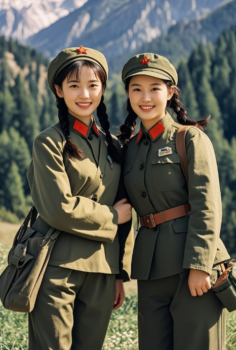 八零年代，女兵们在大山中留下合影。飒爽英姿，绽放青春光彩，她们是大山里最美的风景
