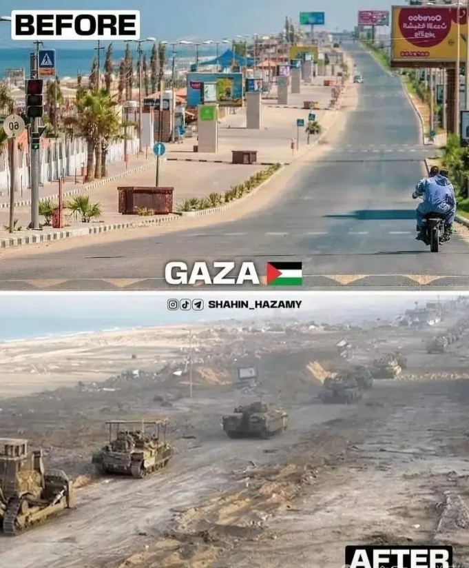 加沙已经面目全非，以色列的推进真是地毯式寸草不生！以色列的杀伤力和破坏力真是太强