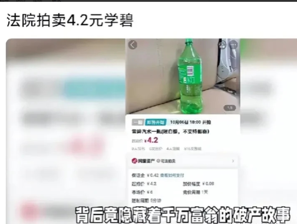 千万身价老板破产法院4元拍卖雪碧，最初的时候爱看法拍，总感觉能捡到鱼，总是幻想2