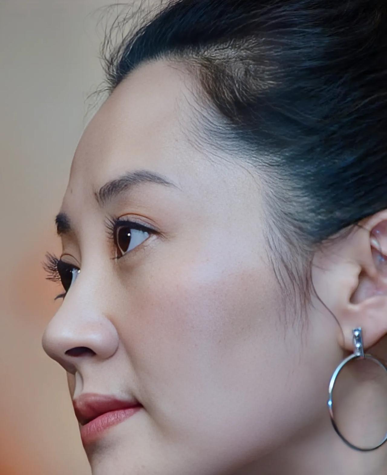 许晴的侧颜真的无敌了。
大家仔细看一下许晴的侧脸，
柳叶眉、杏眼、挺拔的小鼻子、