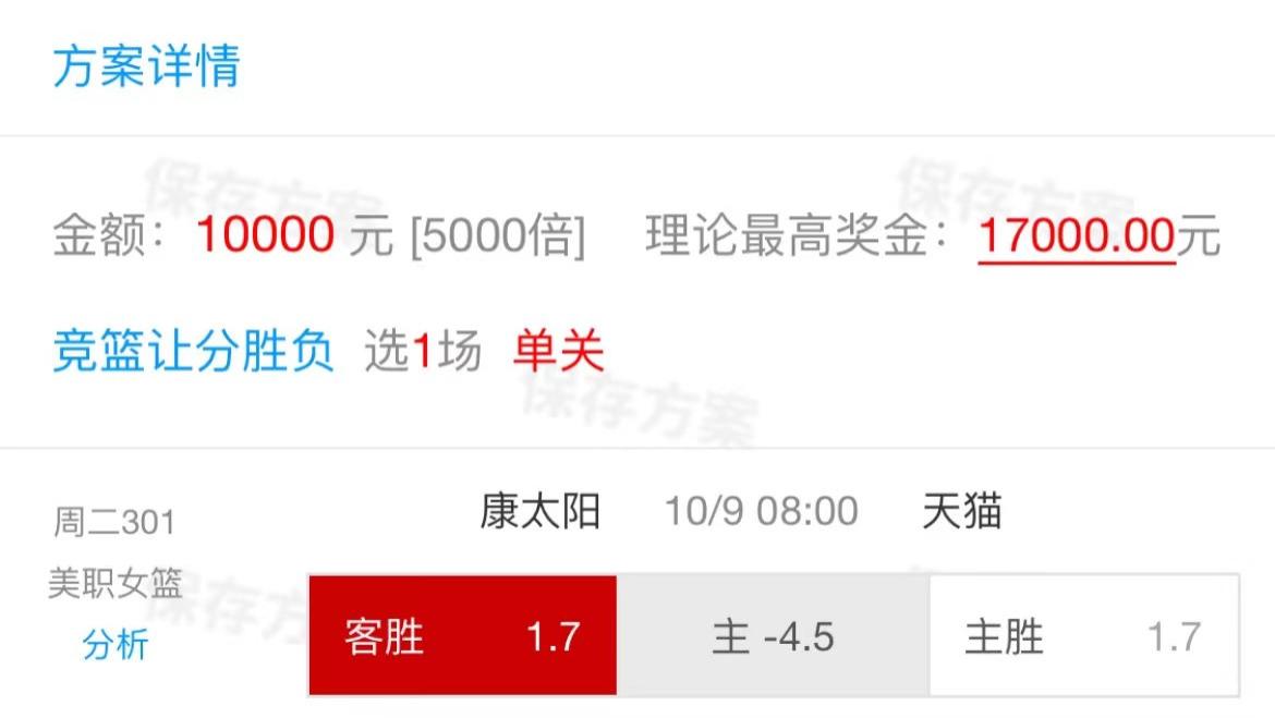 10月8日竞彩篮球推荐：康太阳VS天猫，看好跟上，一击必中！