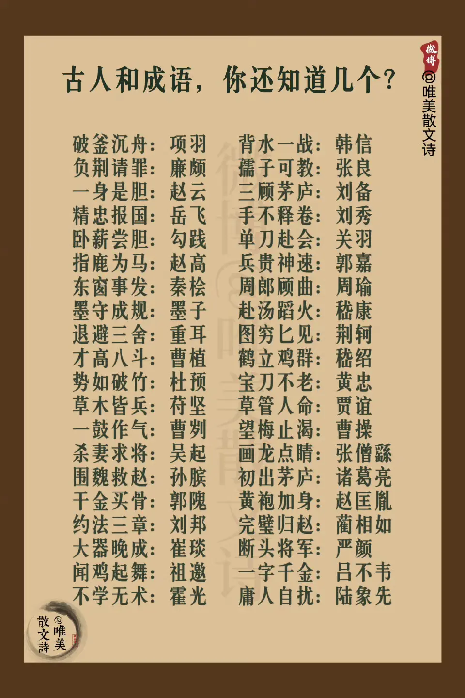 古人和成语，你还知道几个？ ​​​
