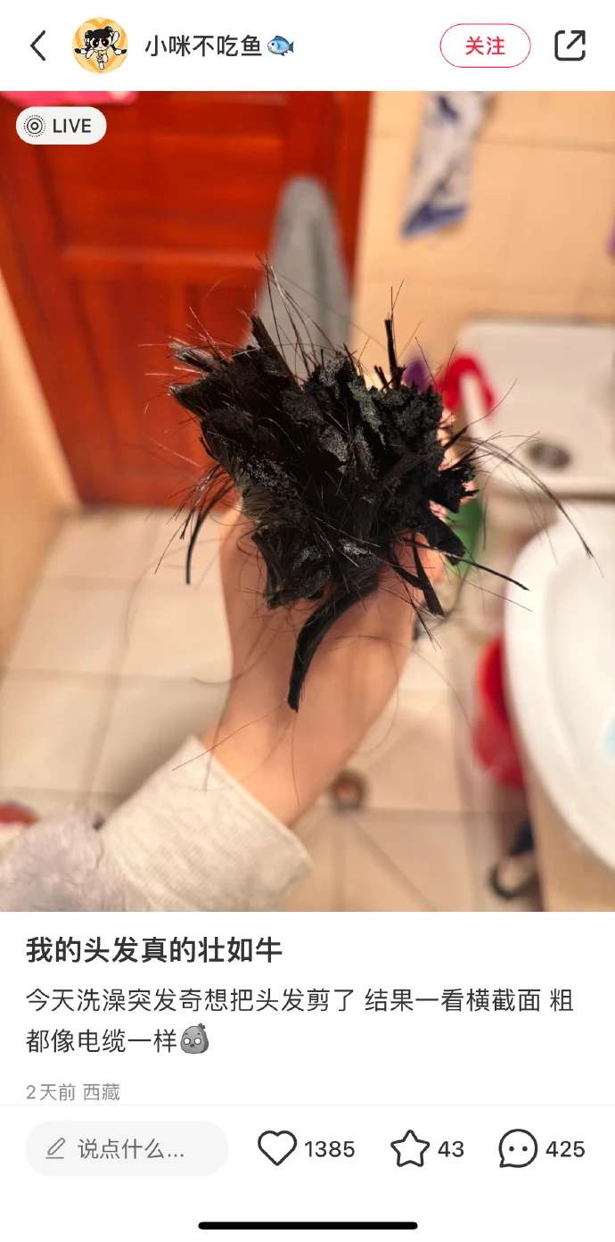 我的头发真的壮如牛