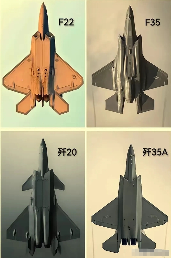 美媒说歼-20模仿了F-22，歼-35则抄袭了F-35，四款五代机放一起，看出来