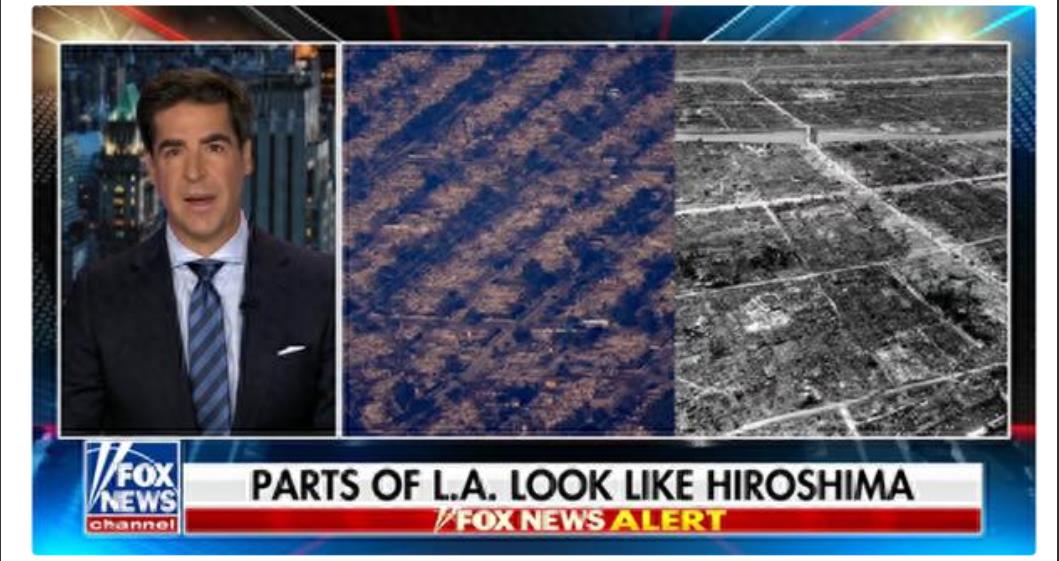 美国媒体是懂得侮辱人的，尤其是侮辱日本。
加州山火爆发之后，美国福克斯新闻的主持