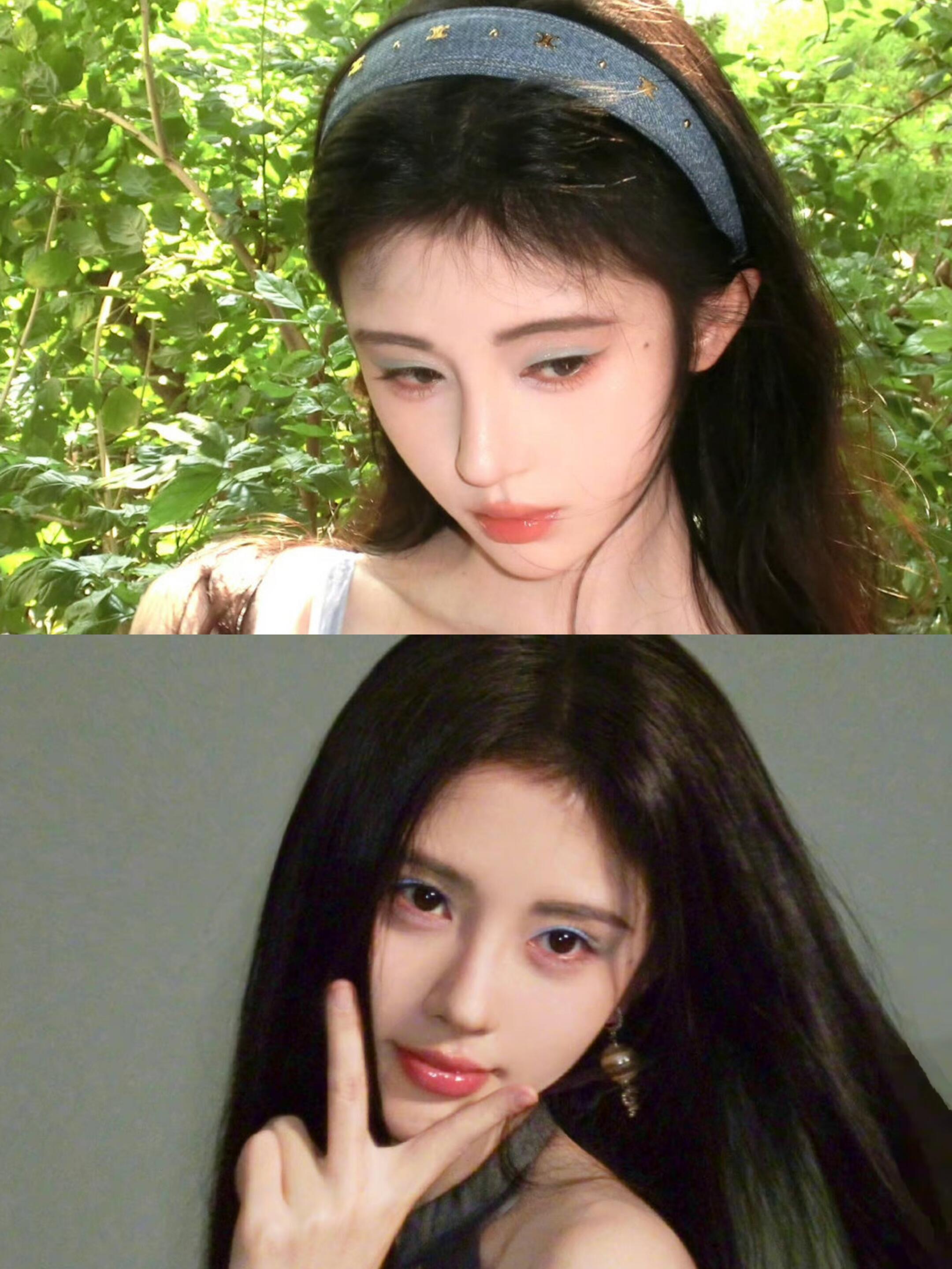 鞠婧祎蓝色眼影太美了