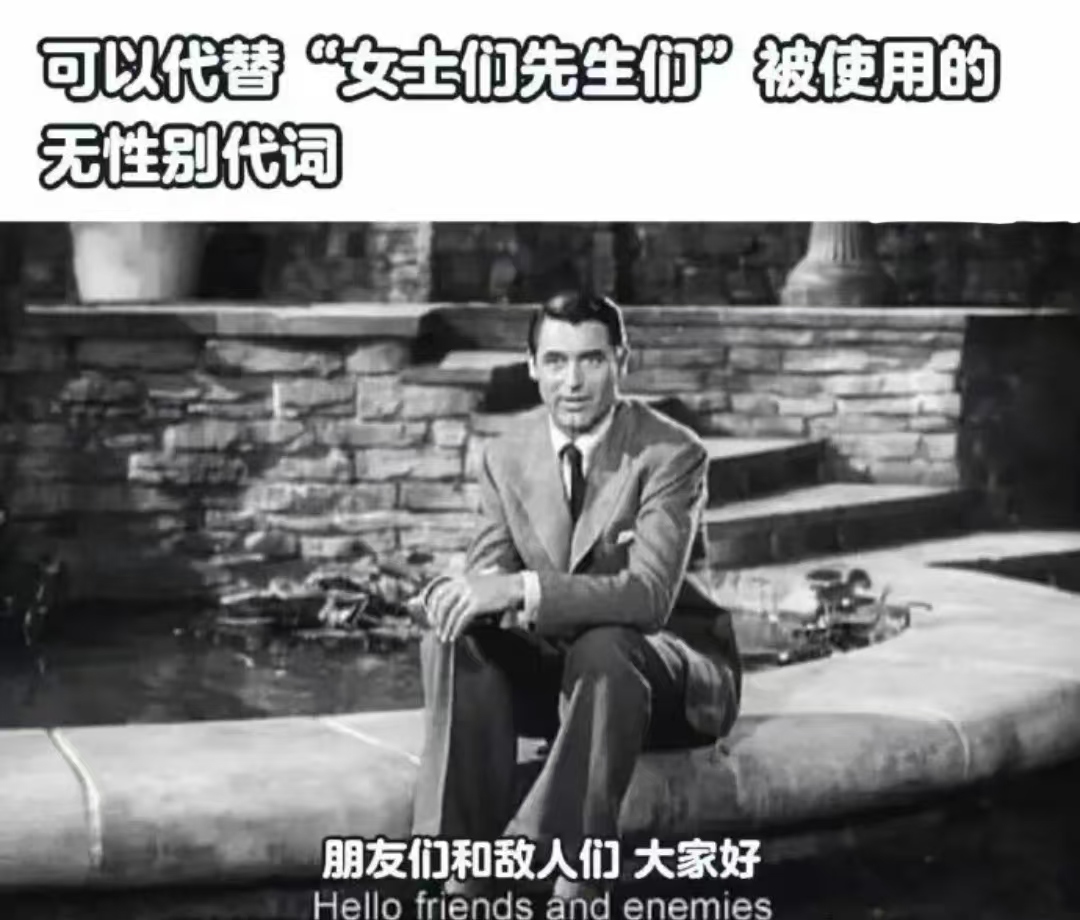 能代替"女士们先生们"被使用的无性别代词