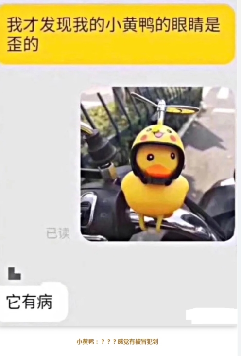小黄鸭的眼睛是歪的