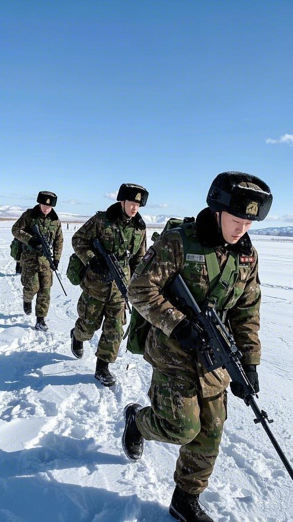 在零下的雪地里，边防战士们如同钢铁长城，坚定地执行着巡逻任务。他们用热血和汗水，