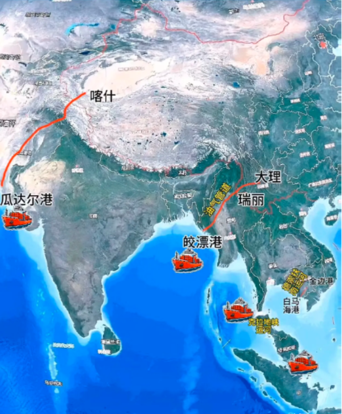 一图说清楚兔子家大战略！德崇扶南运河开挖是兔子印度洋战略的开始还是结束？

错，