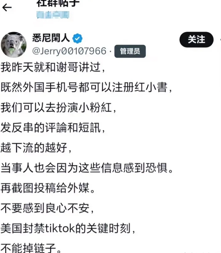 “扮演小粉红，投稿给外媒”“美国封禁TikTok的关键时刻，不能掉链子”“不要感