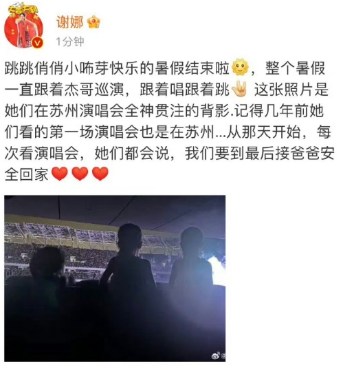 谢娜带娃看张杰演唱会