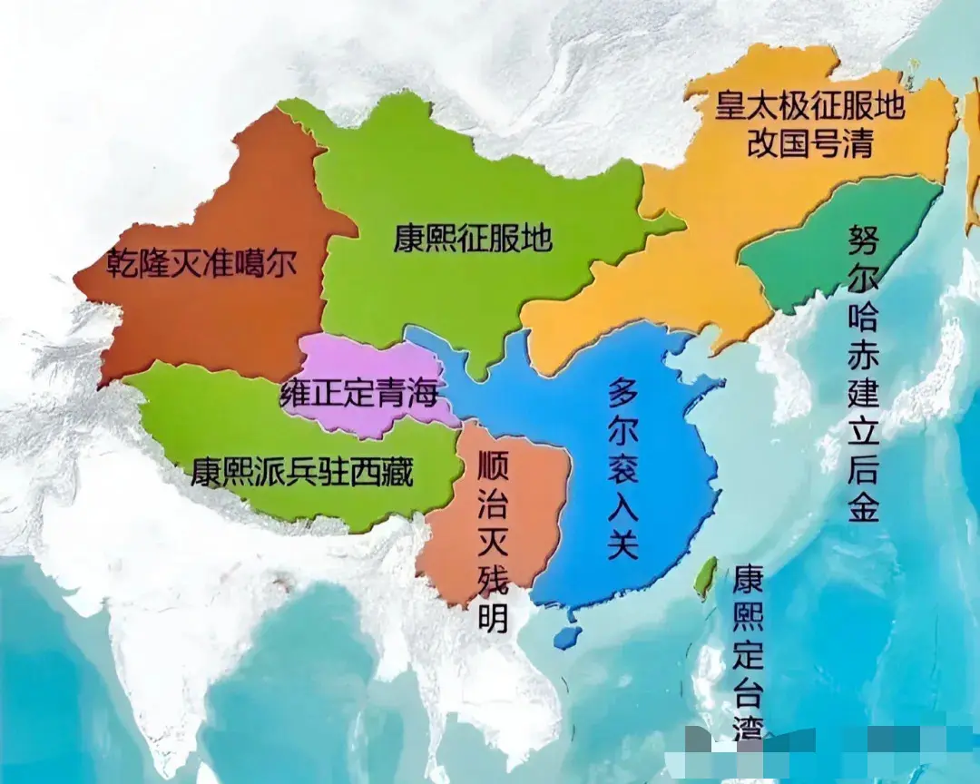 乾隆时期，清朝的疆域扩展至最为兴盛的状态。