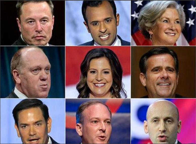 富豪俱乐部升级版！特朗普内阁的部长提名工作已全部完成。26个内阁职位中已有22个