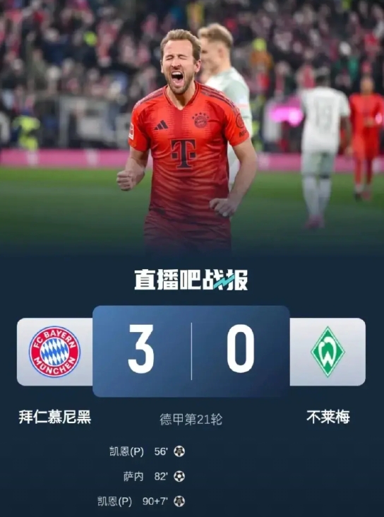 如不出意外，凯恩今年即将迎来自己职业生涯的首个联赛冠军！
凯恩这赛季逆天改命了，