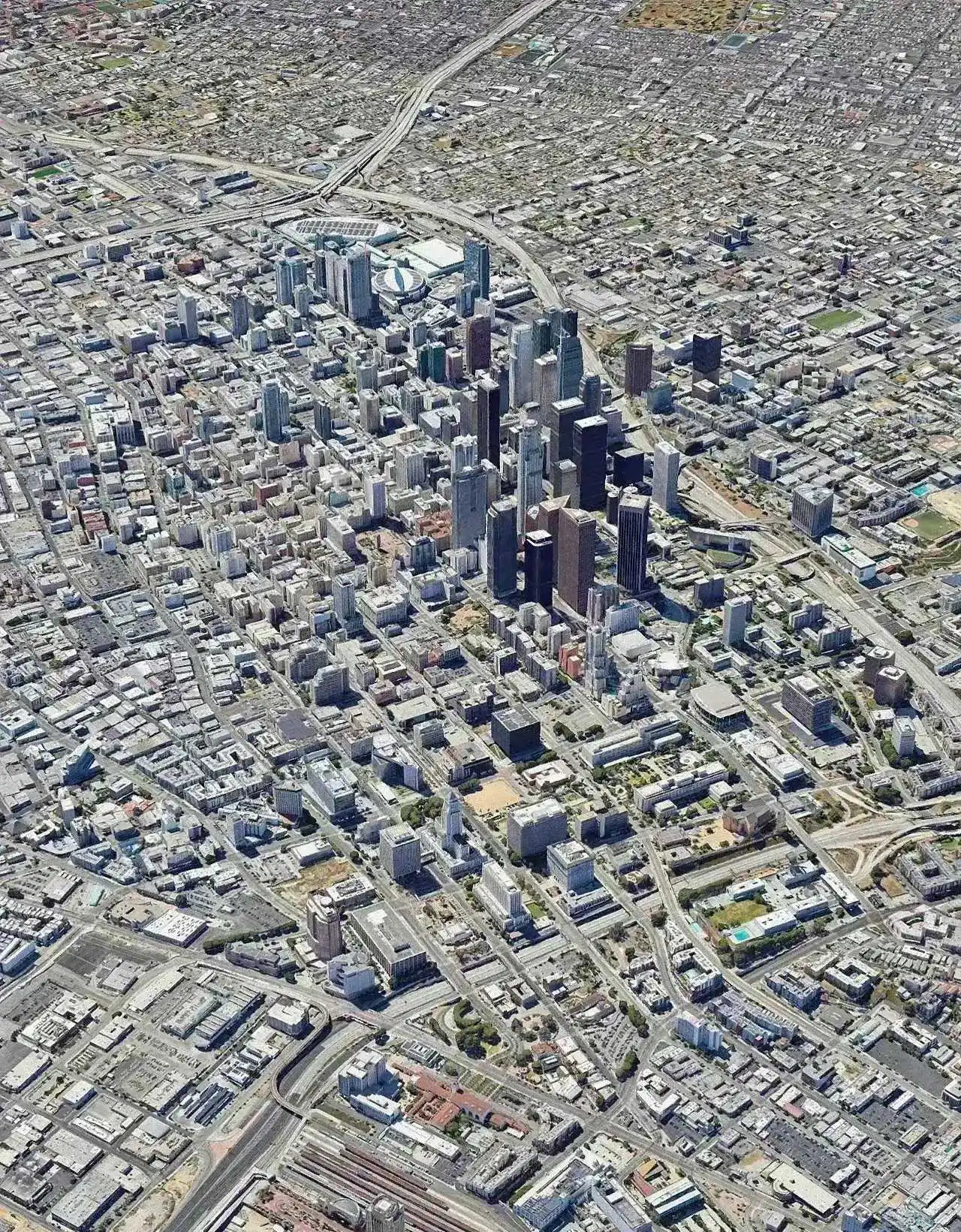 这是美国洛杉矶感觉绿化面积太少了，你们看是不是？太密集了城市