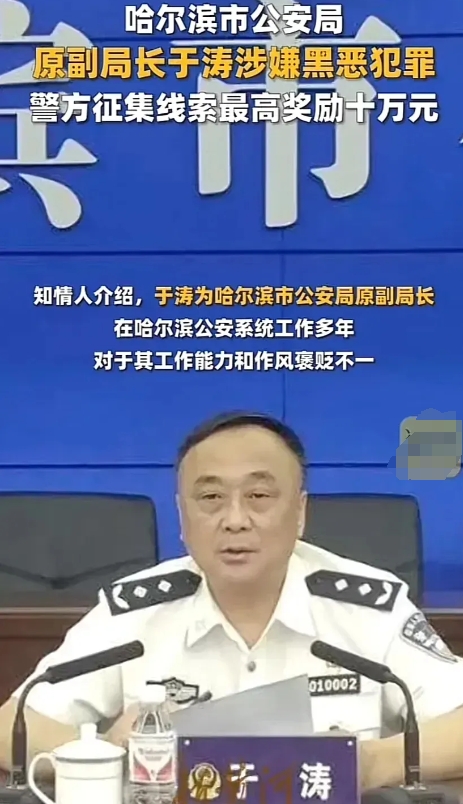 哈尔滨公安局原副局长于涛，表面上是公安局局长，背地里竟然是黑社会老大，这双重身份