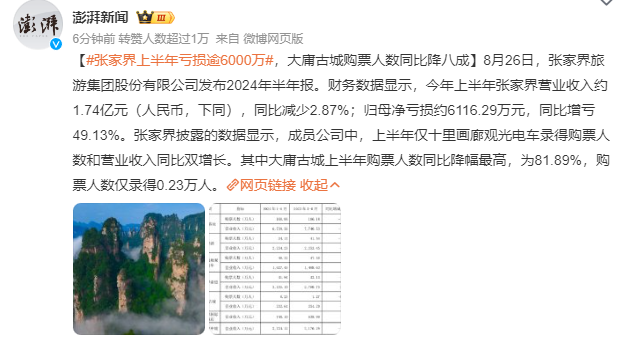 张家界上半年亏6千万，如果张家界不收门票，也不需要管理，作为自然风景区，任凭游客