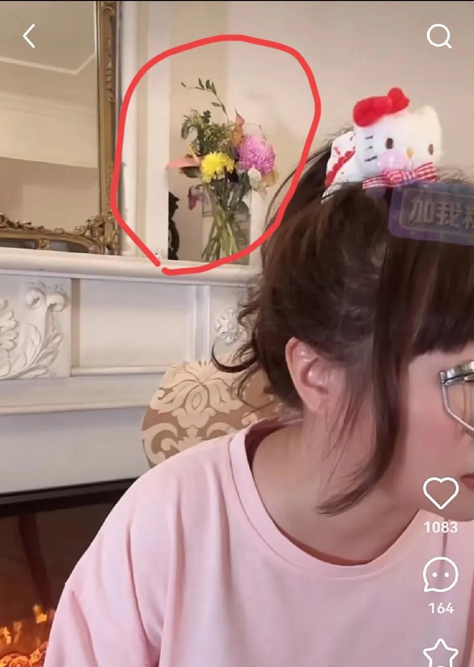 难道没有人留意到麦琳直播身后那一瓶鲜插花吗？
这瓶花看起来非常随意！似乎没有被好