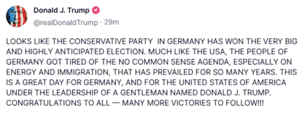 “对于在一位名叫唐纳德·特朗普的绅士领导下的美利坚合众国来说，这也是一个伟大的日
