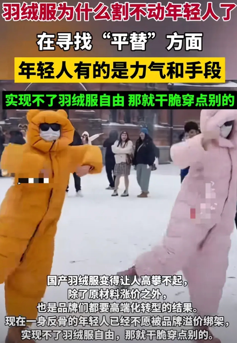 看到羽绒服割不动年轻人的热点，就拿我自己来说，因为做出来这样的决定。

1、狠下