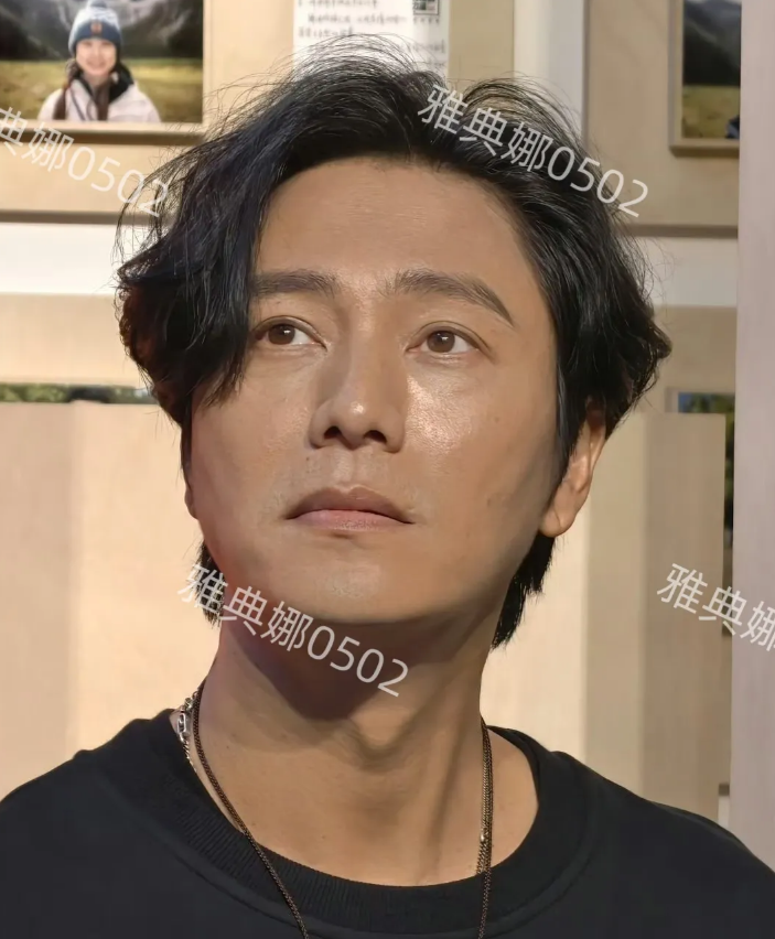 陈坤也老了，48岁的他生图眼纹法令纹都很明显，侧脸看五官很立体，正脸有点儿发腮皮