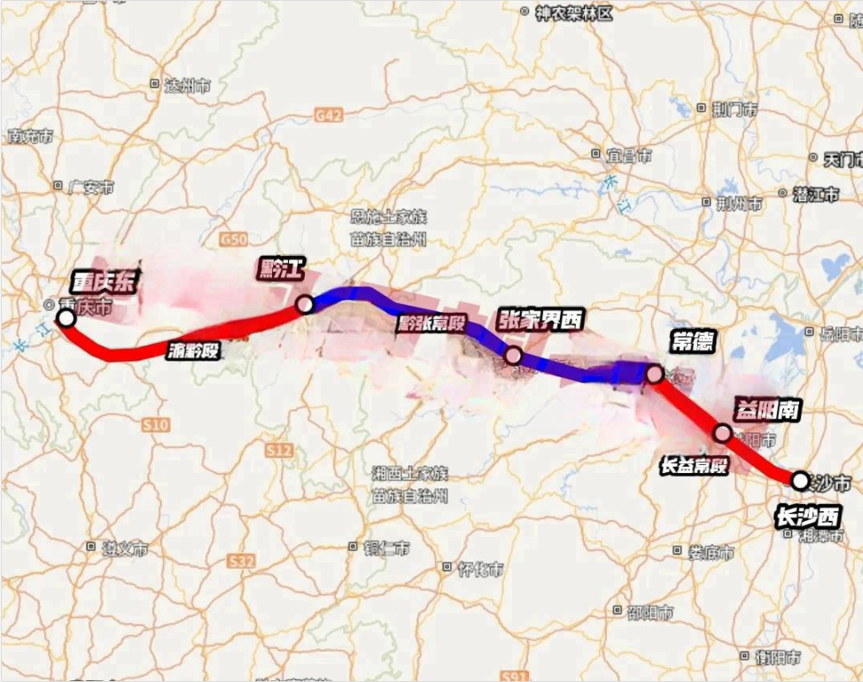 国家级高铁通道“渝厦高铁”，在渝湘鄂交界区域有一段肠梗阻？

渝厦高铁目前各路段