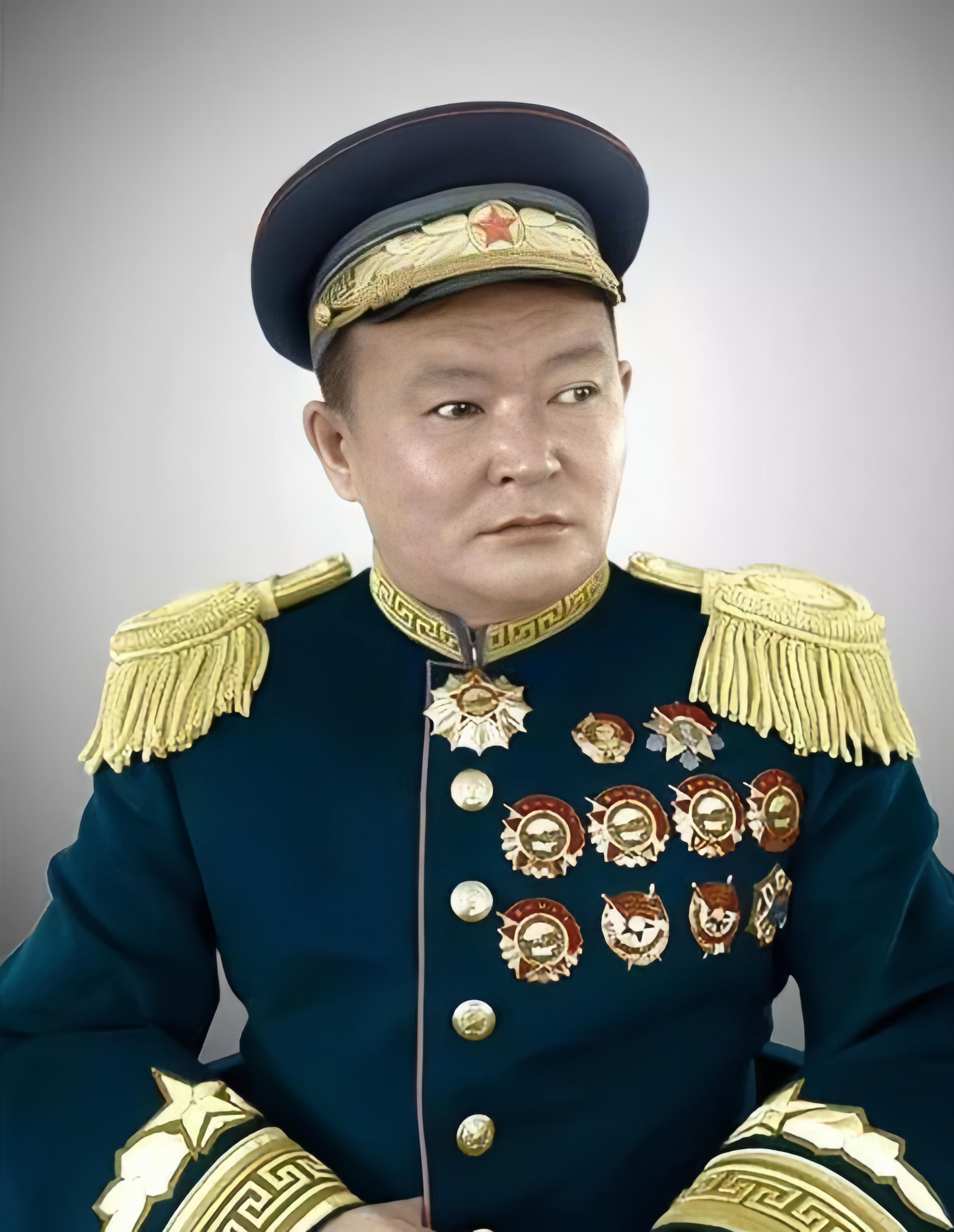 日本投降后，在蒙古屯有很多武器装备，装满了许多仓库。蒙古领导人乔巴山来到华北，要