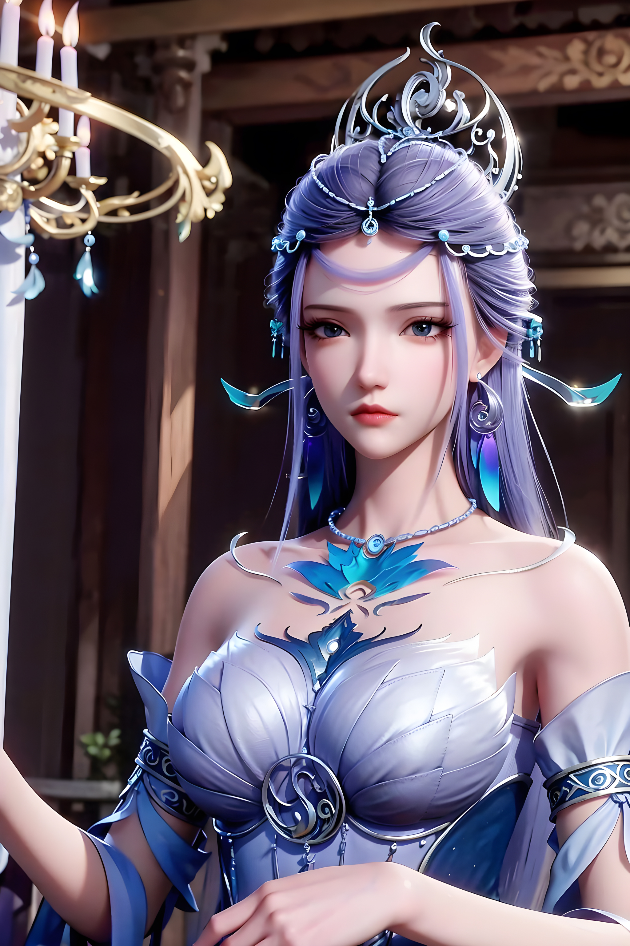 国漫女神AI绘画｜《无尽神域》冷幻壁纸：厉寒的师傅！
