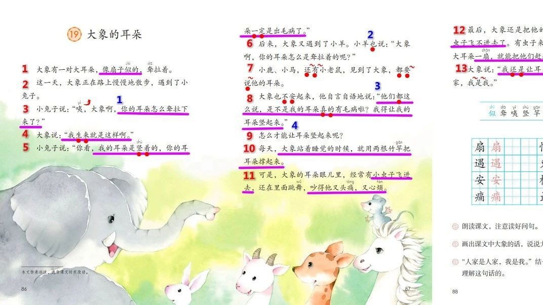 二下第七单元主题改变《大象的耳朵》重点理解人家是人家，我是我