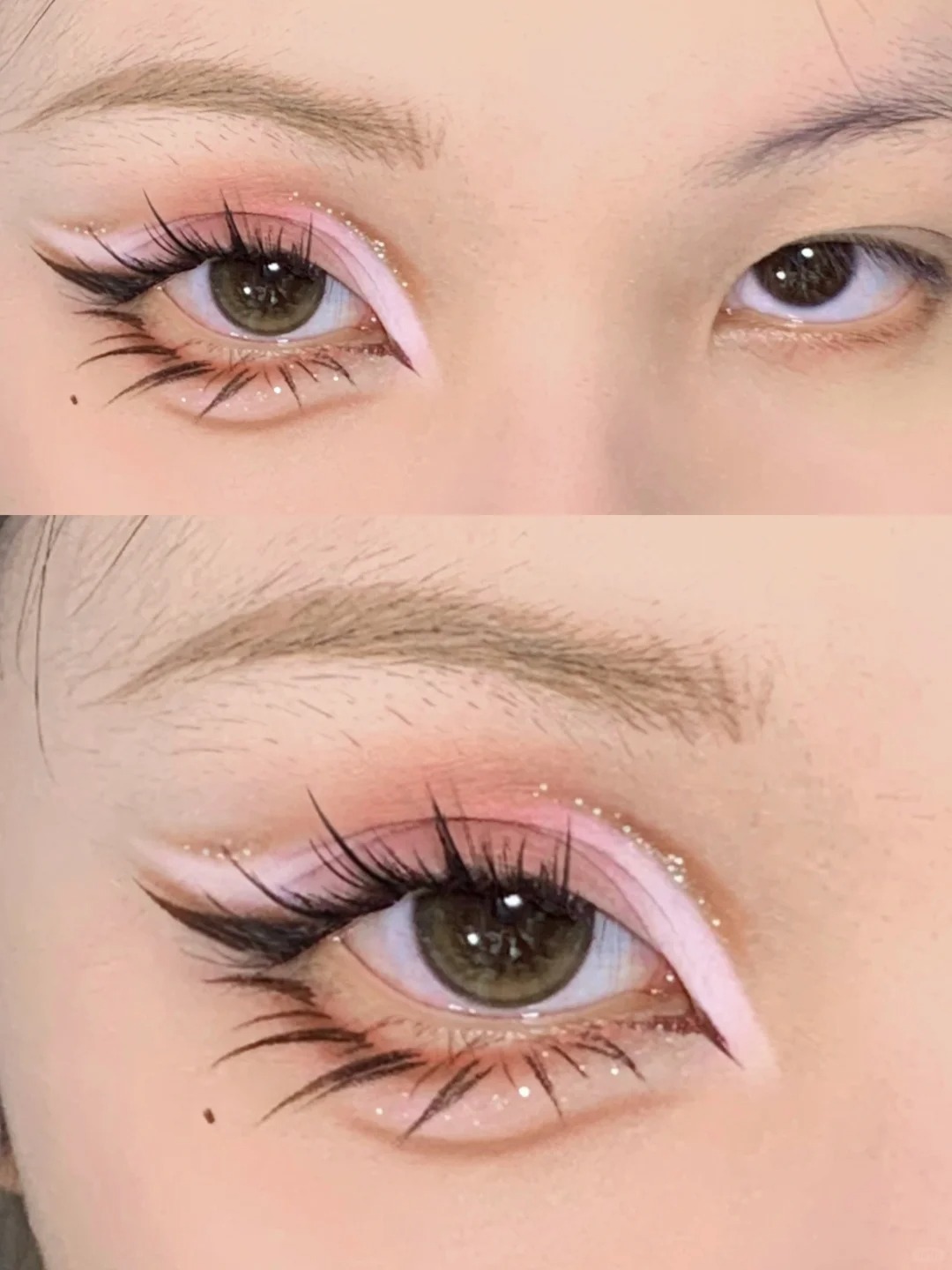 仙女截断我悟了！超详细的双截断画法教程！
好久没画这种双截断眼妆了
下垂眼、肿眼