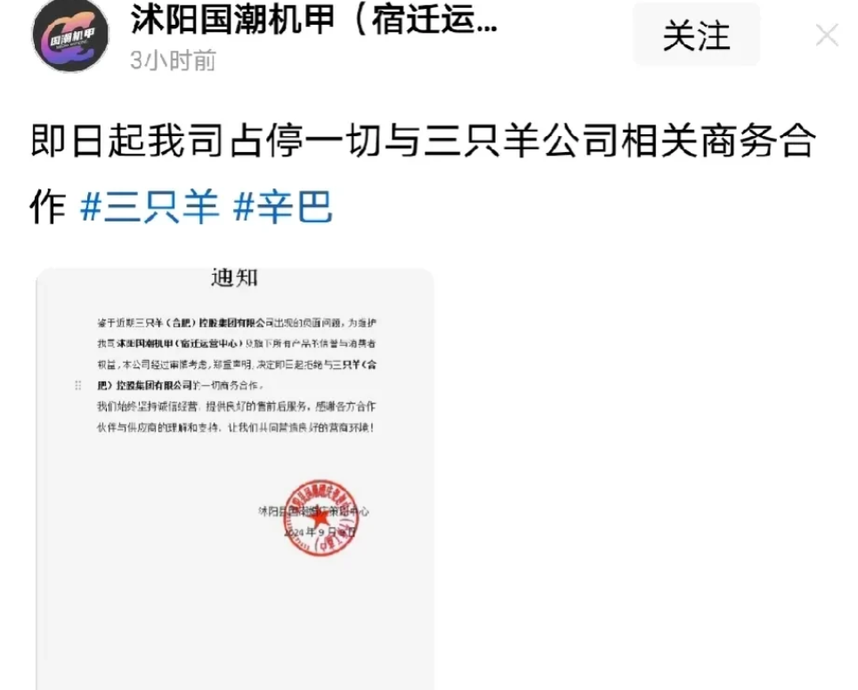 小杨哥完蛋了，合作伙伴发声明以后都拒绝与他合作了，小杨哥这一回，估计要蒸发几个亿