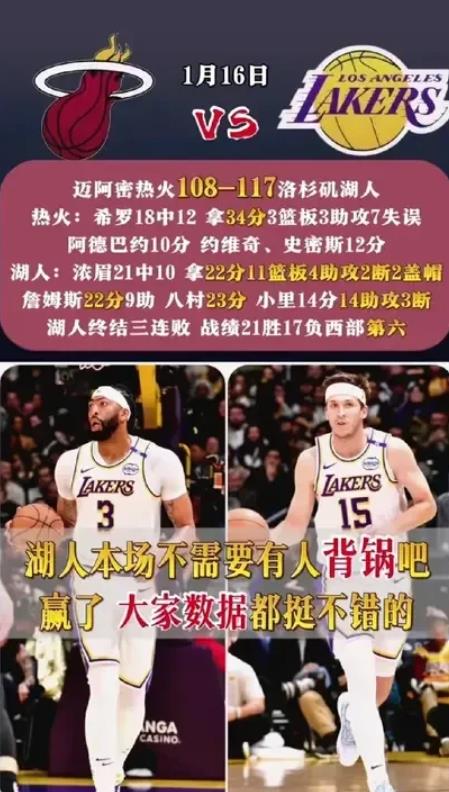 湖人117-108险胜热火！赛后苏群老师感慨5点不争的事实！
1、你永远可以相信