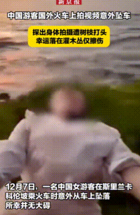 太可怕！中国女子国外坐火车，探出身子拍视频，意外被树枝击中头部坠车！
 
这是1