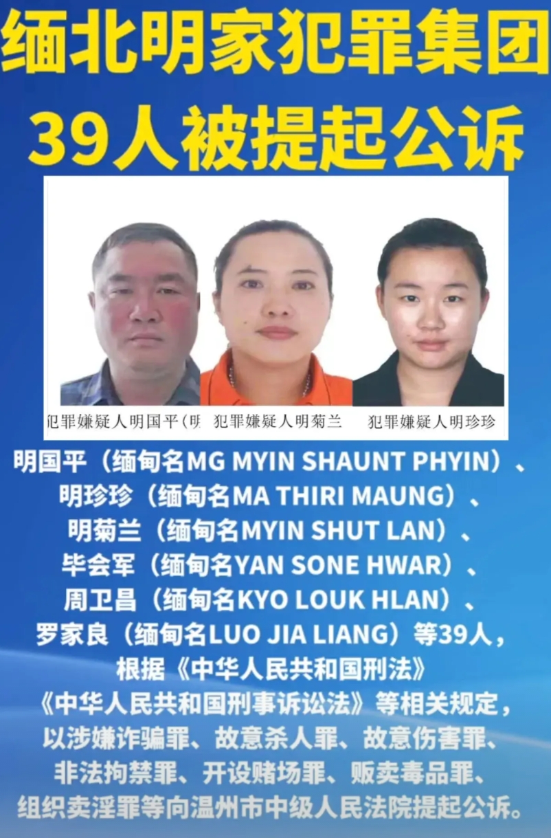 快过年了，果敢明家4人，犯罪团队39人，被温州提起公诉！罪大恶极，肯定死刑！抓紧