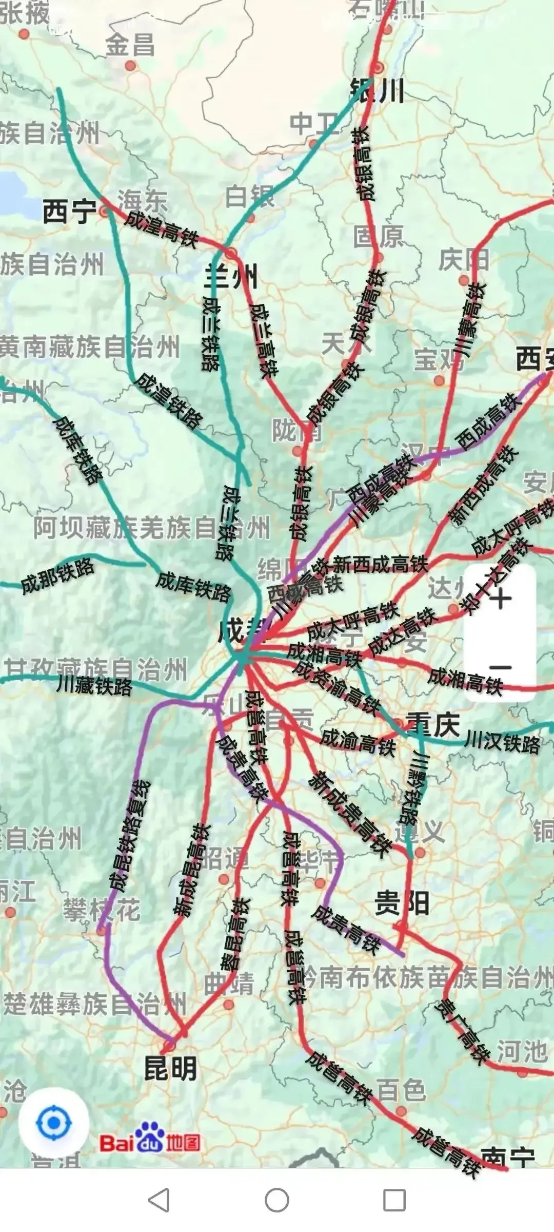 成都虽然靠西，但是铁路网真的发达啊！