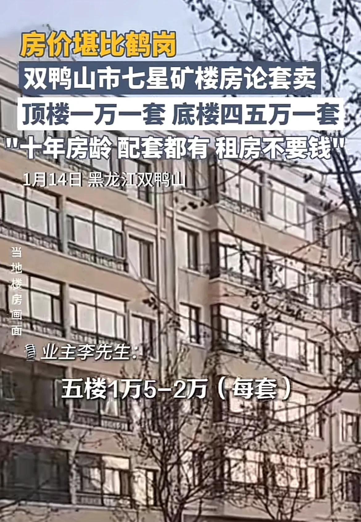 第二个鹤岗来了！双鸭山一小区房价卖成白菜价，我看到可太心动了！
一楼才4、5万一