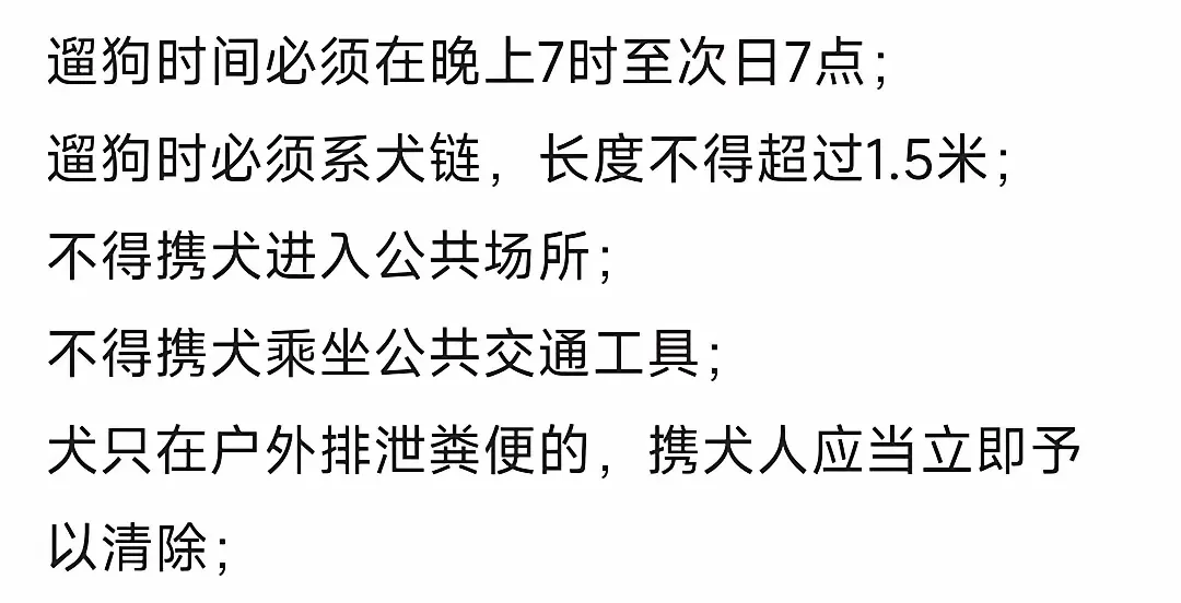 杭州，这次基本上是将养狗的人逼上了绝路。第一，白天不能遛狗。白天小狗不能出门，晚