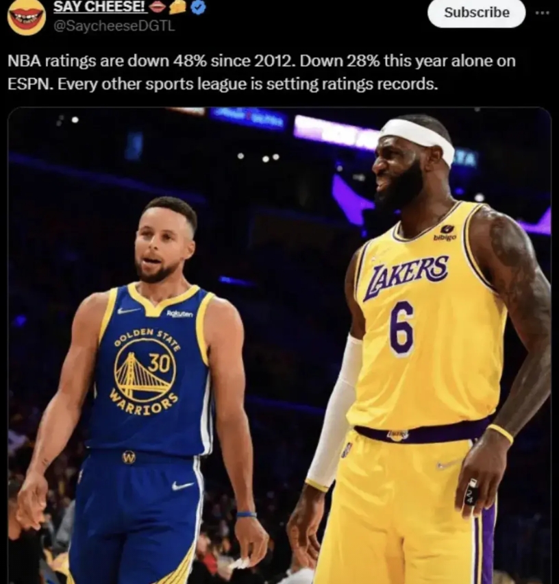 美媒:NBA收视率下降48%！肖华:确实下降了，但是并不代表NBA的流量在降低！