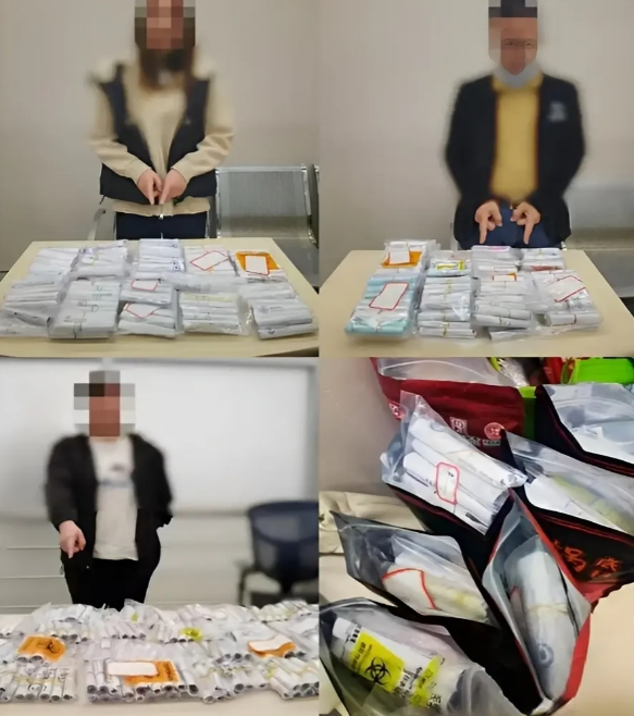 快讯！令人触目惊心！
近日福田口岸有两男一女被海关抓获，携带了625管人体血液样