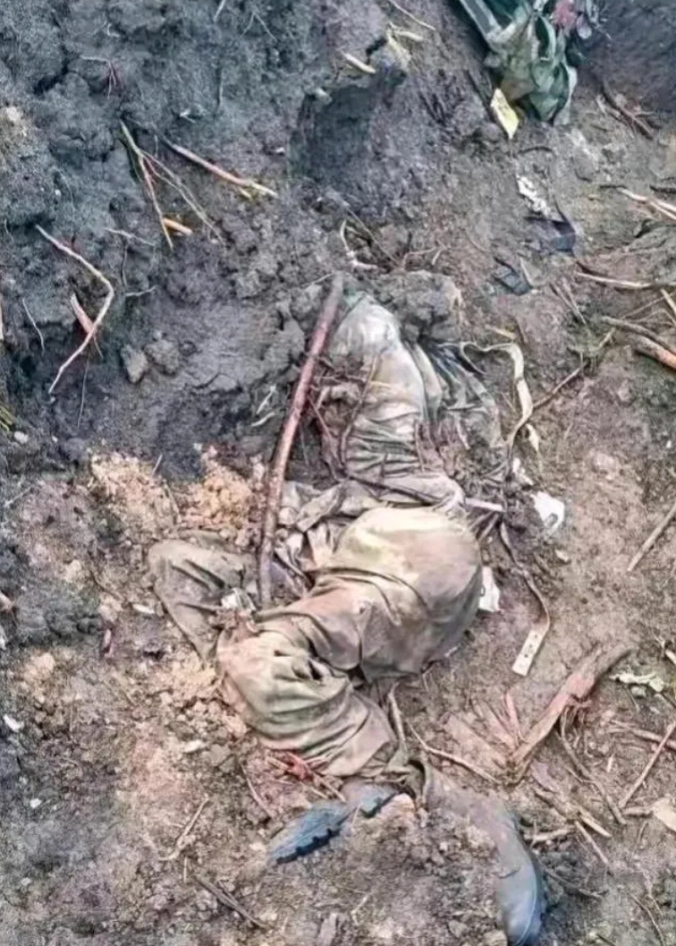 俄乌战场上死去的士兵身体已嵌进土地，与泥土融为一体了，显示时候不会太短。裸露的军