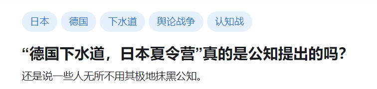 有人提问：“德国下水道，日本夏令营”真的是公知提出的吗？