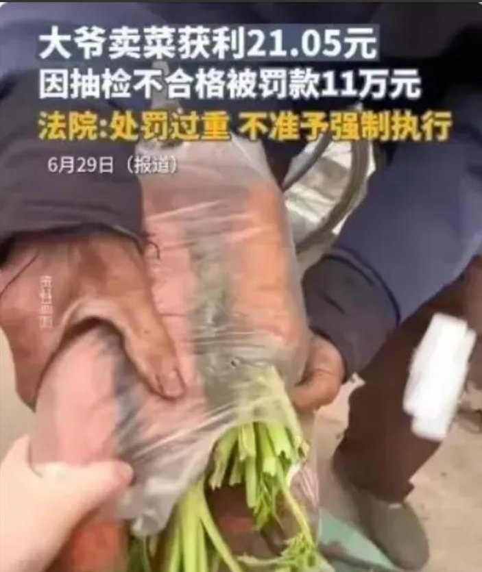 罚款不成，还想“抄家”！洛阳，一大爷卖菜赚21元，被罚110000元。未缴罚款，