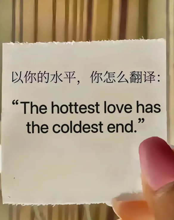 以你现在的水平，你会怎么翻译？
“The hottest love 
has t