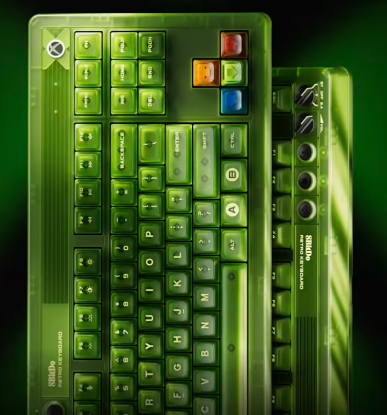 八位堂 Retro 87 X 微软 Xbox 授权绿透键盘开售：Top 结构 +