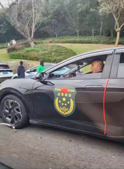 这位车主车上贴的这个标志，是国家正规部门发的吗？贴在车上是想表达什么呢？

显而